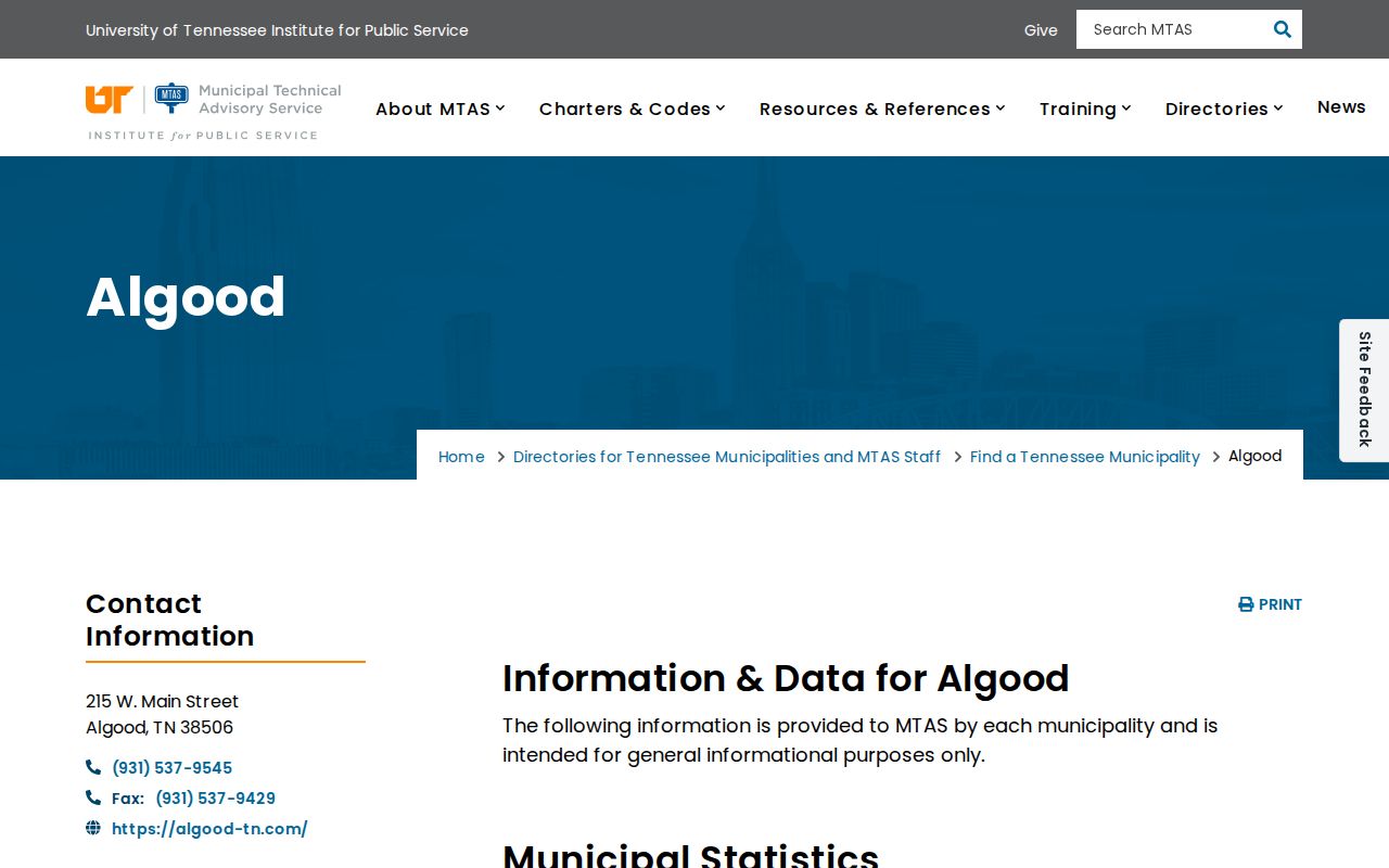 Algood criminal court records directory for Putnam County city officials
