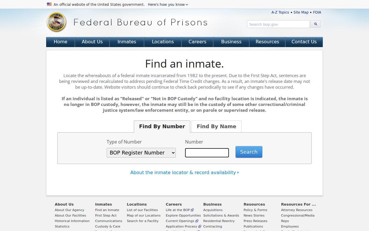 Federal inmate locator distinct from Putnam County arrest history