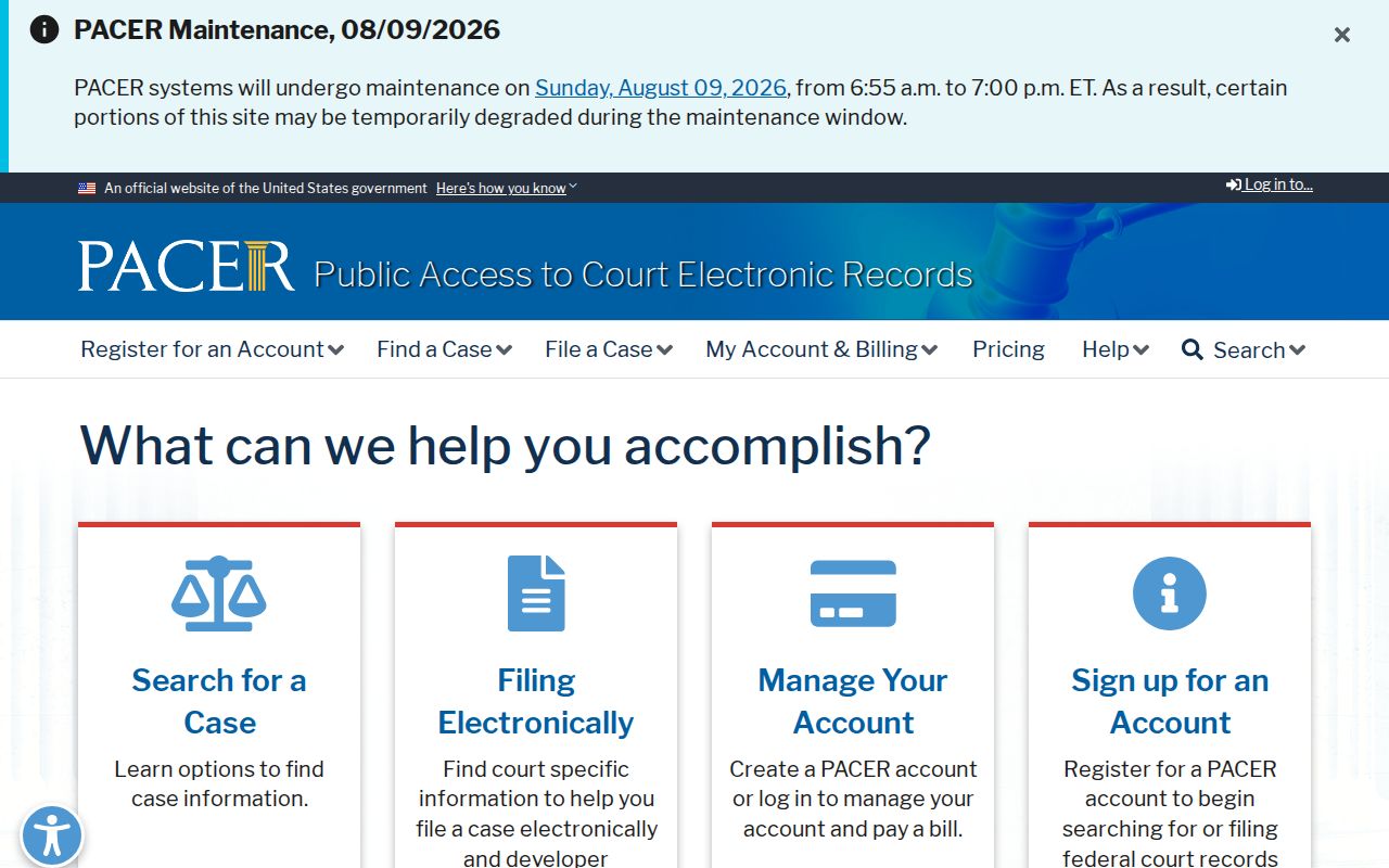 PACER federal court record search separate from Putnam County arrest records