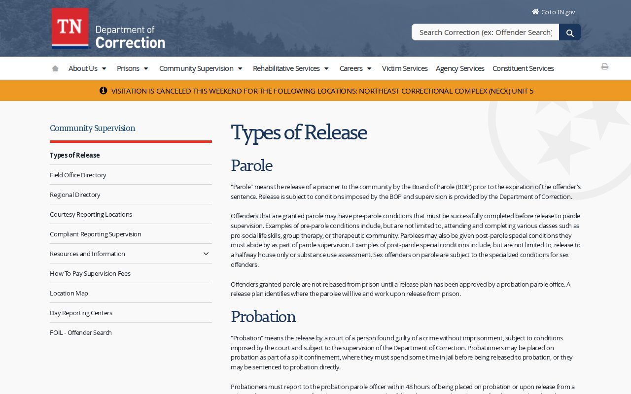 Putnam County criminal history probation and parole definitions